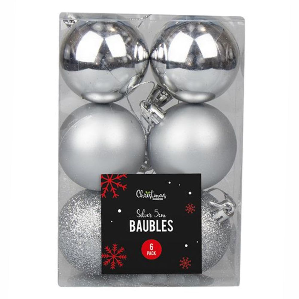 Christmas 5cm Baubles Set - Silver