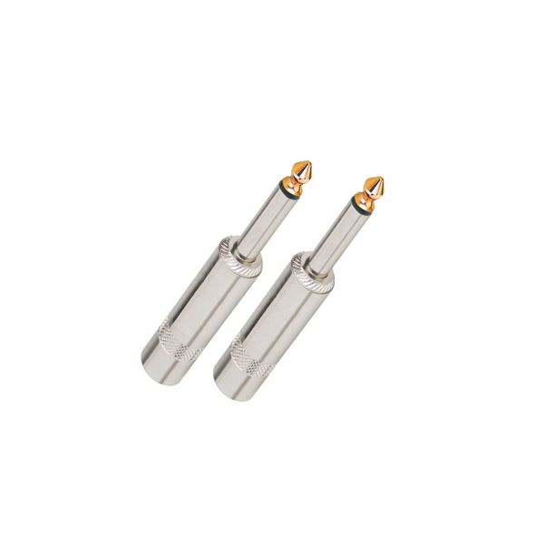 Tecnix Mono 1/4" Silver Straight Jack with Brass Tip Chassis – pair