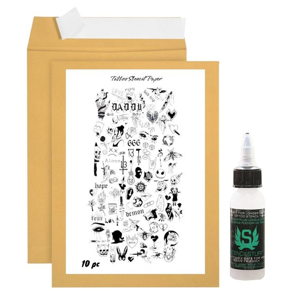 Tattoo Stencil Transfer Kit - Stencil Paper 10 Sheets + 30ml Stencil Stuff