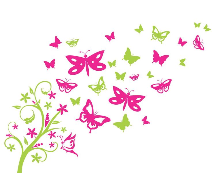 Fantastick - Floral Butterfly Tree Vinyl Wall Stickers