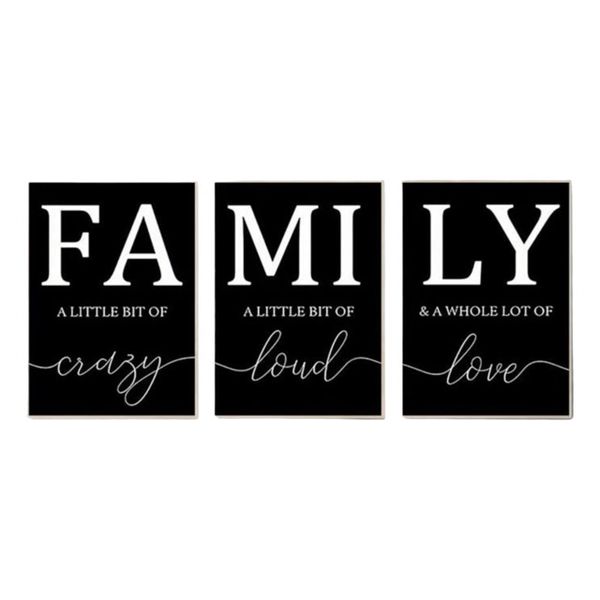 3 Pieces Family Quote Marble Canvas Print Wall Art Decor