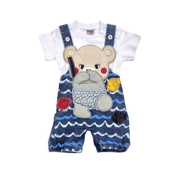 Baby's 100% Cotton Ocean Themed Dungaree &amp; T-Shirt Set