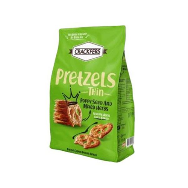 Crackfers Pretzels Thin Poppy Mixed Herbs - 4 Pack x 200g
