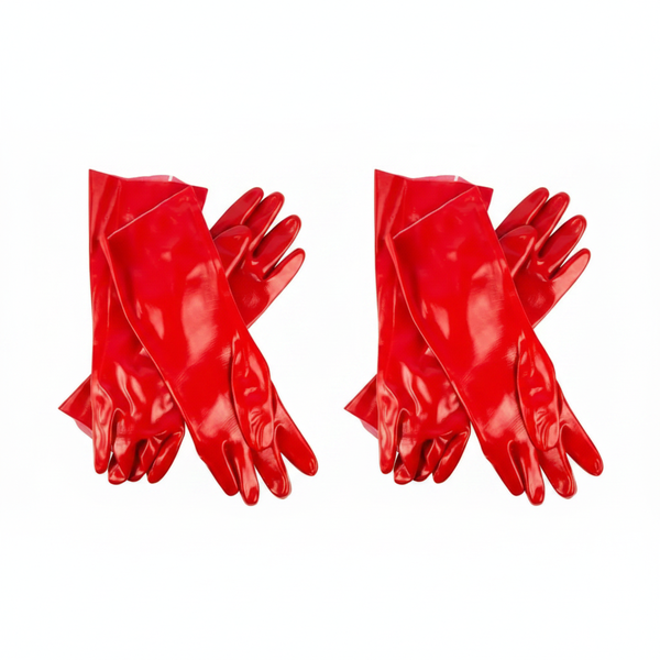 Durable PVC Open Cuff Safety Gloves 35 cm for Cleaning &amp; Gardening - 2 Pack