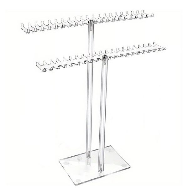 2-Tier Acrylic Jewelry Display Stand with Sturdy Base Necklace Organizer