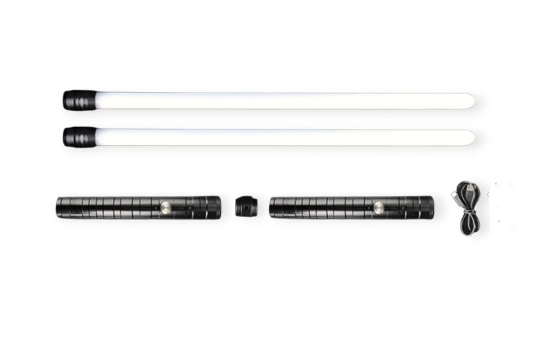2-in-1 Rechargeable Dual LightSaber Set with 15 Colors &amp; 3 Sound Modes