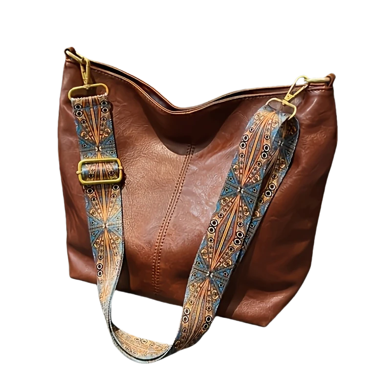 Bohemian Style Large Capacity Women's Shoulder Bag - PU Leather Waterproof