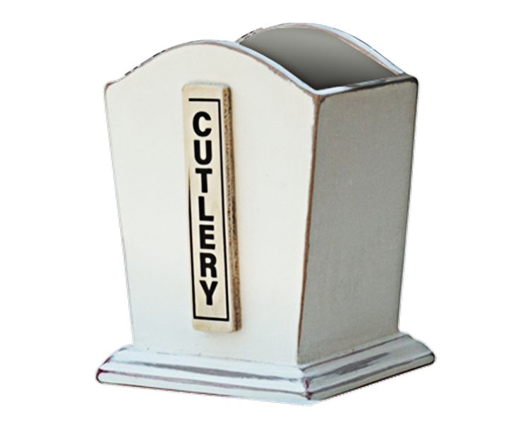 Baytiques - Cutlery Holder Cream Words 19cmx8cmx8cm