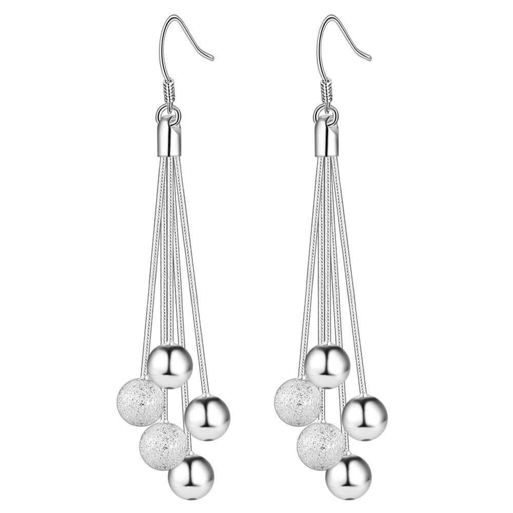 Silver Designer Ball on 5 String Dangle Earrings | Shop Today. Get it ...