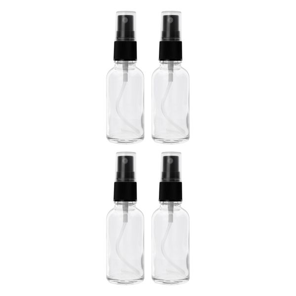 Regent Glass Mist Spray Bottles with Black Lids 4 Pack, 35ml