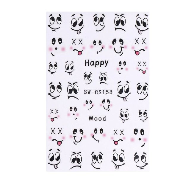 2 Pieces Cartoon 3D Gel Nail Stickers - Cute Abstract Expressions