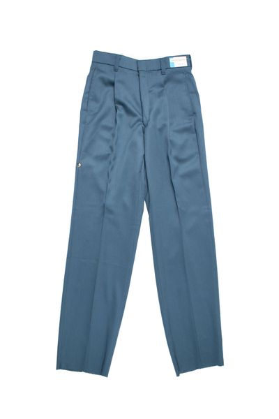 Brent wood 100% wool - One Pleated - Open Hem Trousers - Airforce