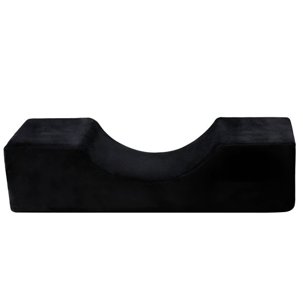 Ergonomic U Shaped Eyelash Extension Pillow with Tool Pockets - Black