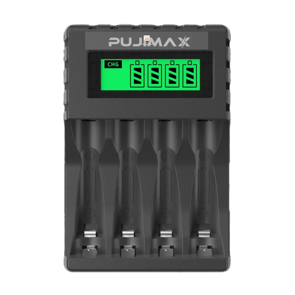 PUJIMAX LCD display 4 slots USB battery charger 1.5v AAA / AA