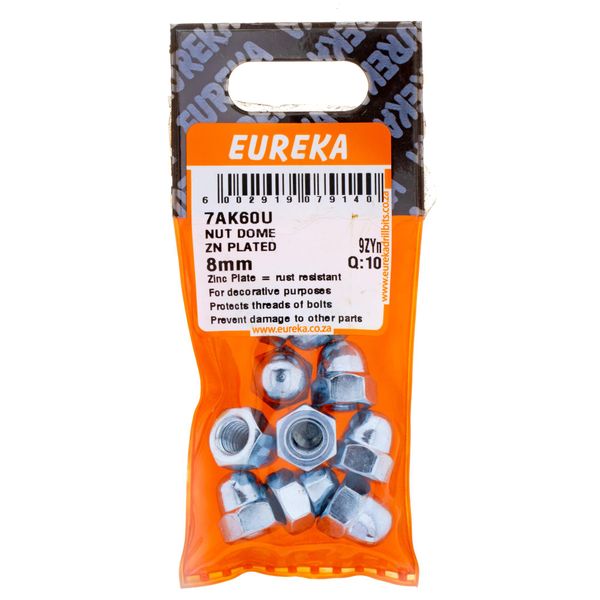 EUREKA Dome Nut Zinc Plated 8mm Q:10 7AK60U