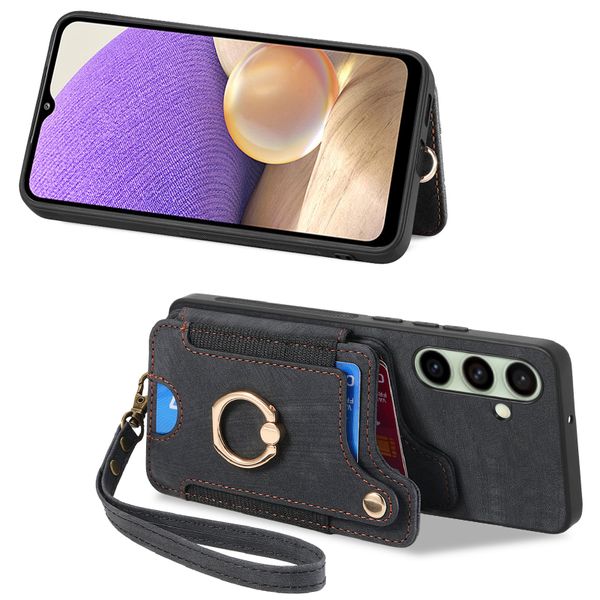 Finger Ring Case Compatible With Samsung Galaxy S22 Ultra Leather Cover
