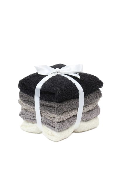 5 Pack Cotton Face Cloths Black/Grey