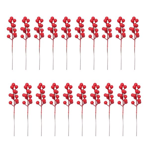 Set Of 20 Artificial Red Berry Branch Ornament Christmas Decoration