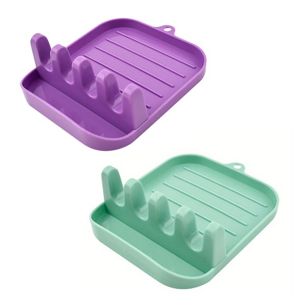 2 Piece Pot Lid Spoon Holder Rest for Countertop Kitchen Gadgets Accessories