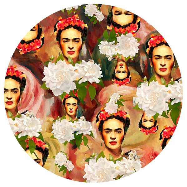 Frida with White Flowers Round Tablecloth
