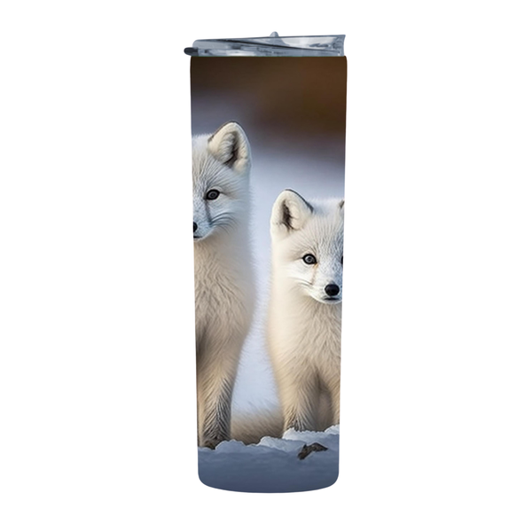 Realistic Arctic Foxes 20 Oz Straight Skinny Tumbler 009