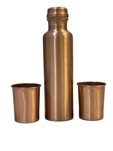 Pure Copper 100% Water Bottle 1 Litter With 2 Cup