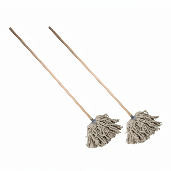Apollo Wooden Handle Mop 400g for Efficient Floor Cleaning - 2 Pack