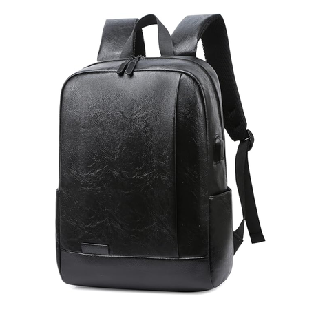 15.6 Inch Laptop Backpack Waterproof PU Leather Bag for Business Travel School