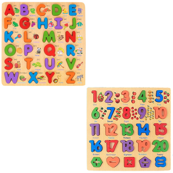 Alphabet and Number Shape &amp; Symbol Puzzles Educational Toys for Kids