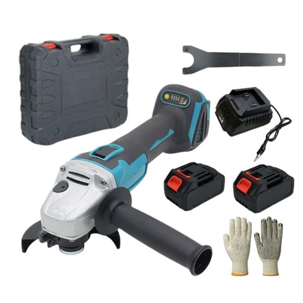 48V Cordless Electric Angle Grinder 2 Rechargeable Battery Packs &amp; Gloves