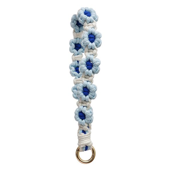 Daisy Flower Cotton Rope Woven Car Keychain Women Handbag Pendant Bracelet