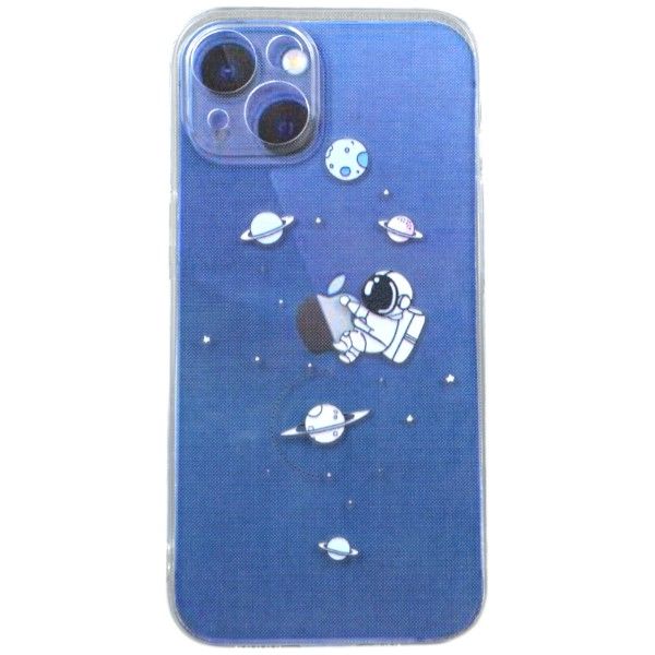 Cartoon Astronaut And Planets Phone Case for iPhone 13ProMax - Transparent