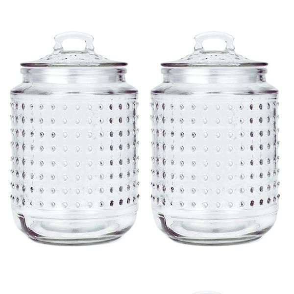 Glass Sweetie / Cookie Jar with Airtight Lid - 2L - 2 Pack