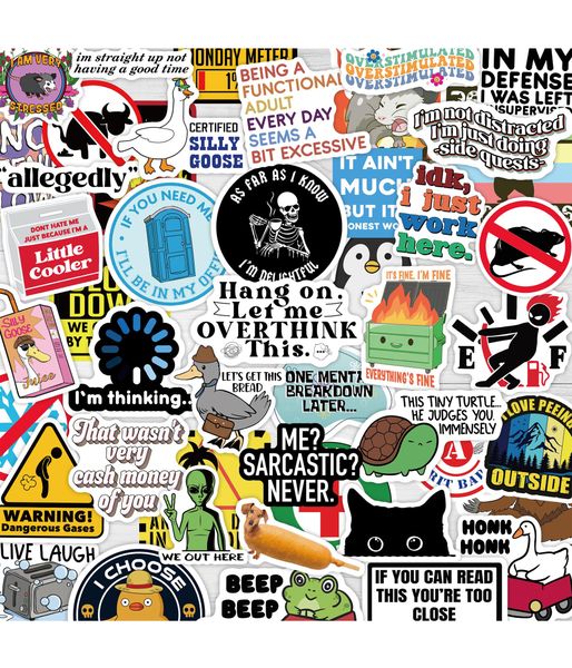 200Pcs Funny Stickers for Adults Water Bottles Sticker Pack Waterproof Cool