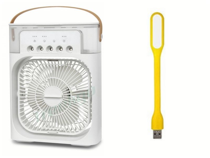 Portable Air Conditioner Fan Personal Cooler Desk Fan w/ USB Flexible Light