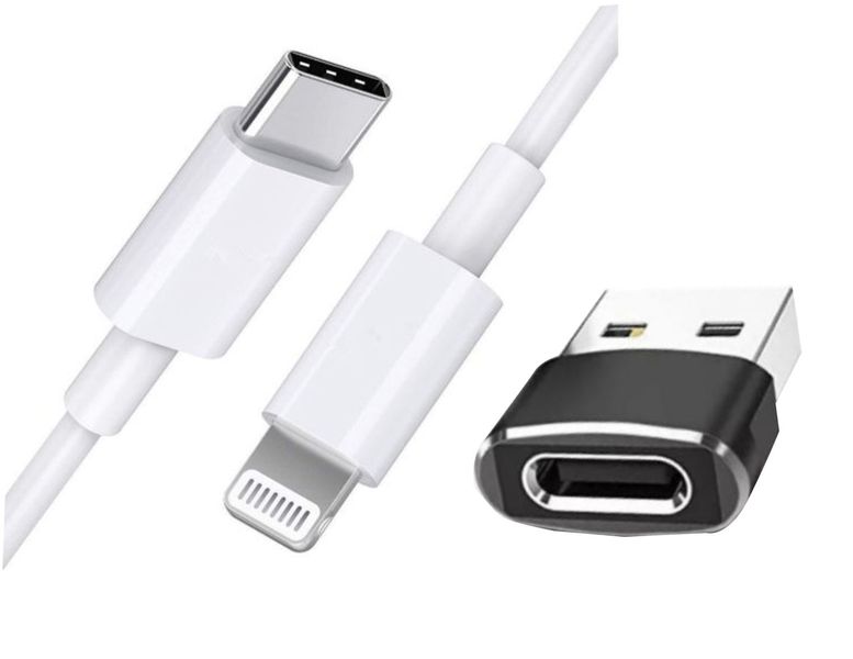 Fast Type-C to Lightning Cable and USB Adapter