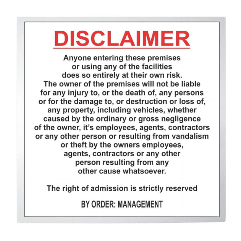 Disclaimer Notice Signs 440x440 On ABS (3 Pack) | Shop Today. Get it ...