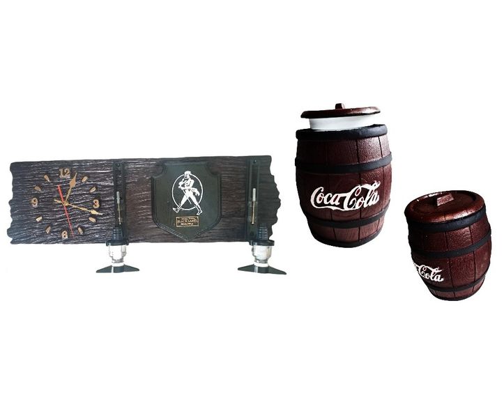 Johnny Walker 2 Optic Dispenser Clock &amp; Coca-Cola Ice Bucket