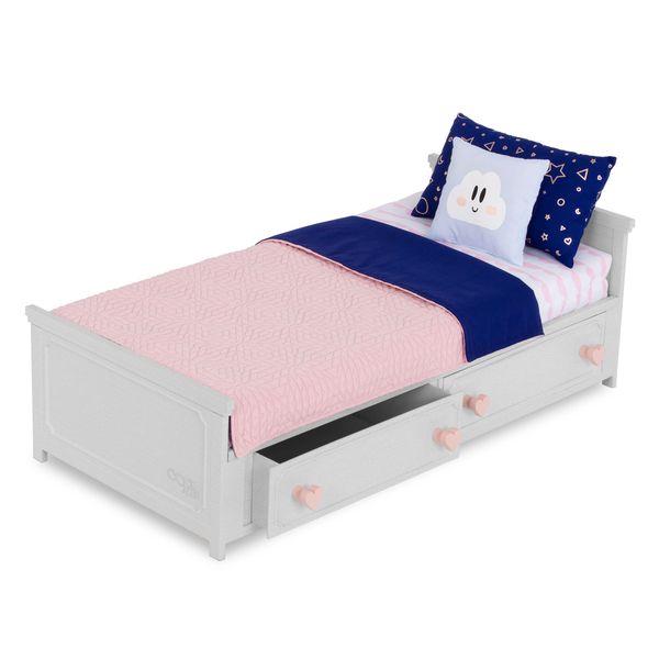 Our Generation Plastic Doll Bed with Built-In Storage Drawers
