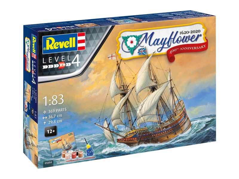 Revell 1/83 Mayflower 400th Anni. Model Kit w/paints, glue &amp; brush