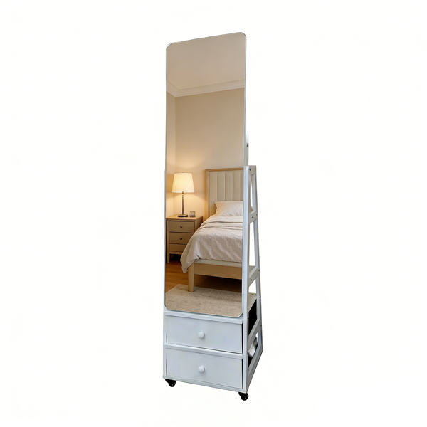 Move Full Length Mirror Jewelry Cabinet Organiser with Ample Storage Space