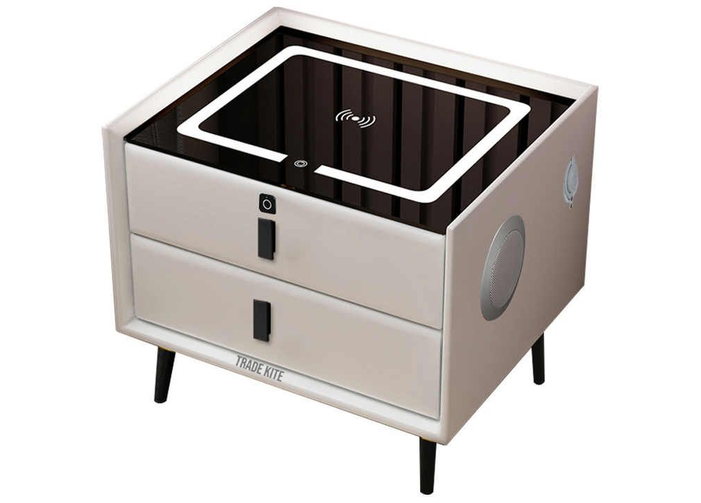Trade Kite 2-Drawer Smart Nightstand Table with Wireless Charging, & Lock
