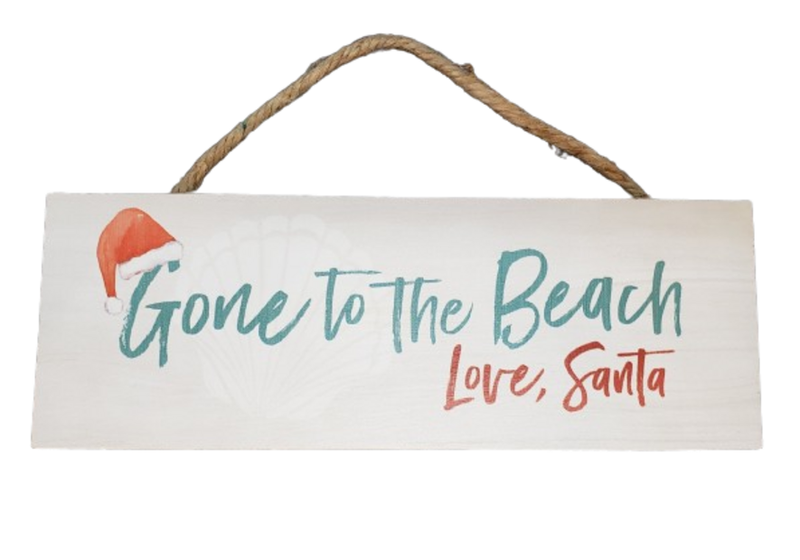 CABS - Xmas Wooden Sign Ornaments - Santas gone to the beach