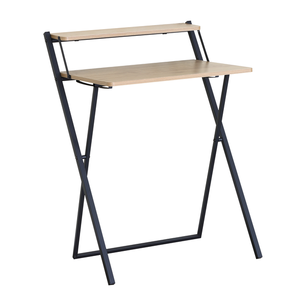 Everfurn Lira Folding Desk with Monitor Stand - Oak