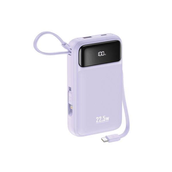 20000 mAh Double-Line 22.5W Fast Charging Power Bank Purple DX200