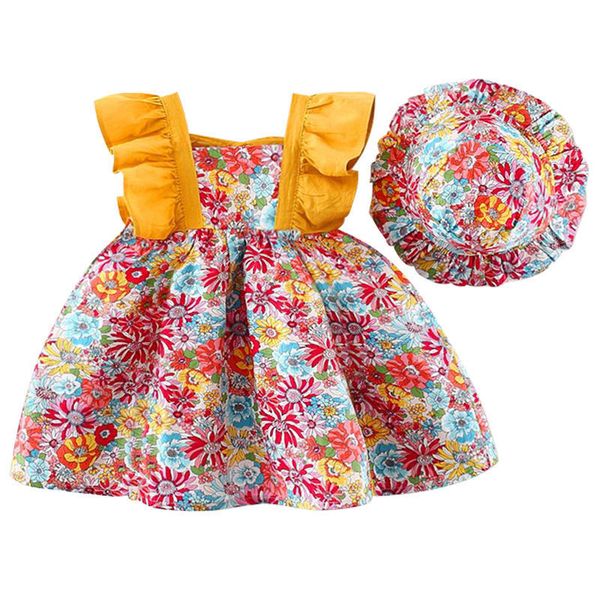 Summer Floral Dress with Matching Sun Hat