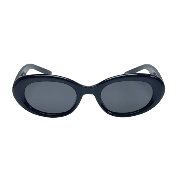 Trendy Round-Rectangle Retro Slim Sunglasses - Black