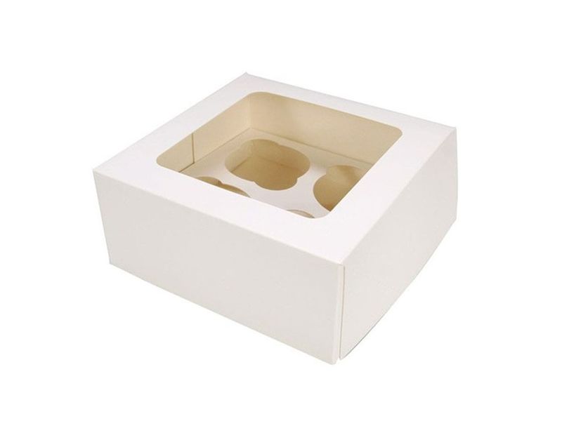 Box Mania 4 Cup Window Cupcake Box With Insert -50 Units