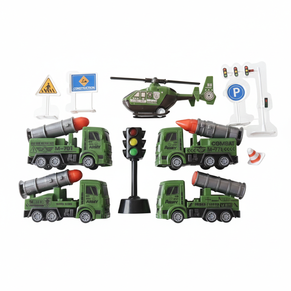 Military Mission Force Playset - Missile Launcher Truck, Helicopter &amp; Extra