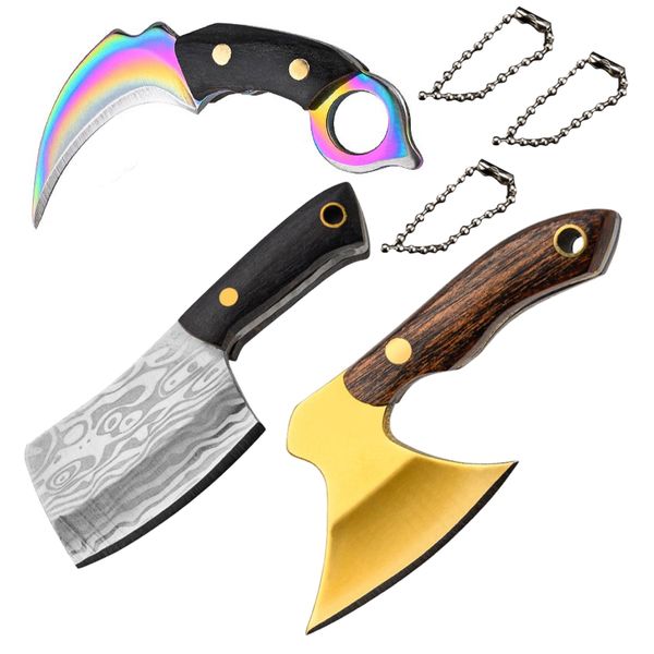 Camping Razor Sharp Stainless Steel Variety Keyring Knives Set of 3 (5cm)